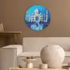 Taj Mahal - Ramadan - Blauw - Islamitische Akoestische PET Vilt - Rond klein -sfeer1