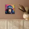 Graffiti - Chimpanzee - Street art - Koptelefoon - Aap aluminium wit klein -sfeer4