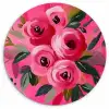 Bloemen - Verf - Roze Wandcirkel kunststof plaat 5mm dik klein -3d