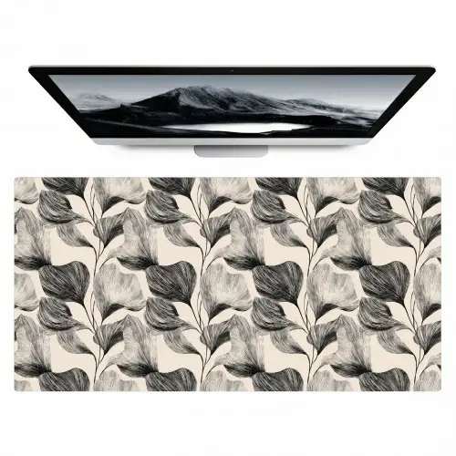 Botanisch - Bladeren - Zwart Muismat XXL klein 681 -zzz3d