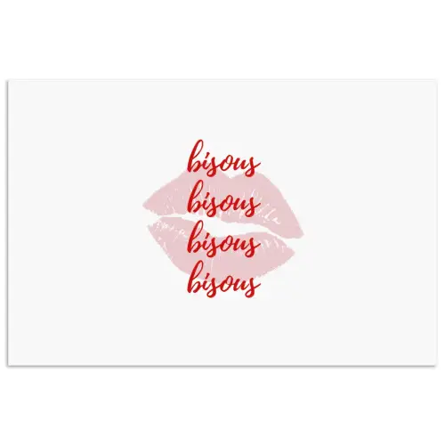 Bisous - Lip - Wit - Rood poster papier klein -3d