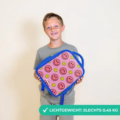 All smiles roze Kinderrugzak - Blauw middel -sfeer1_NL