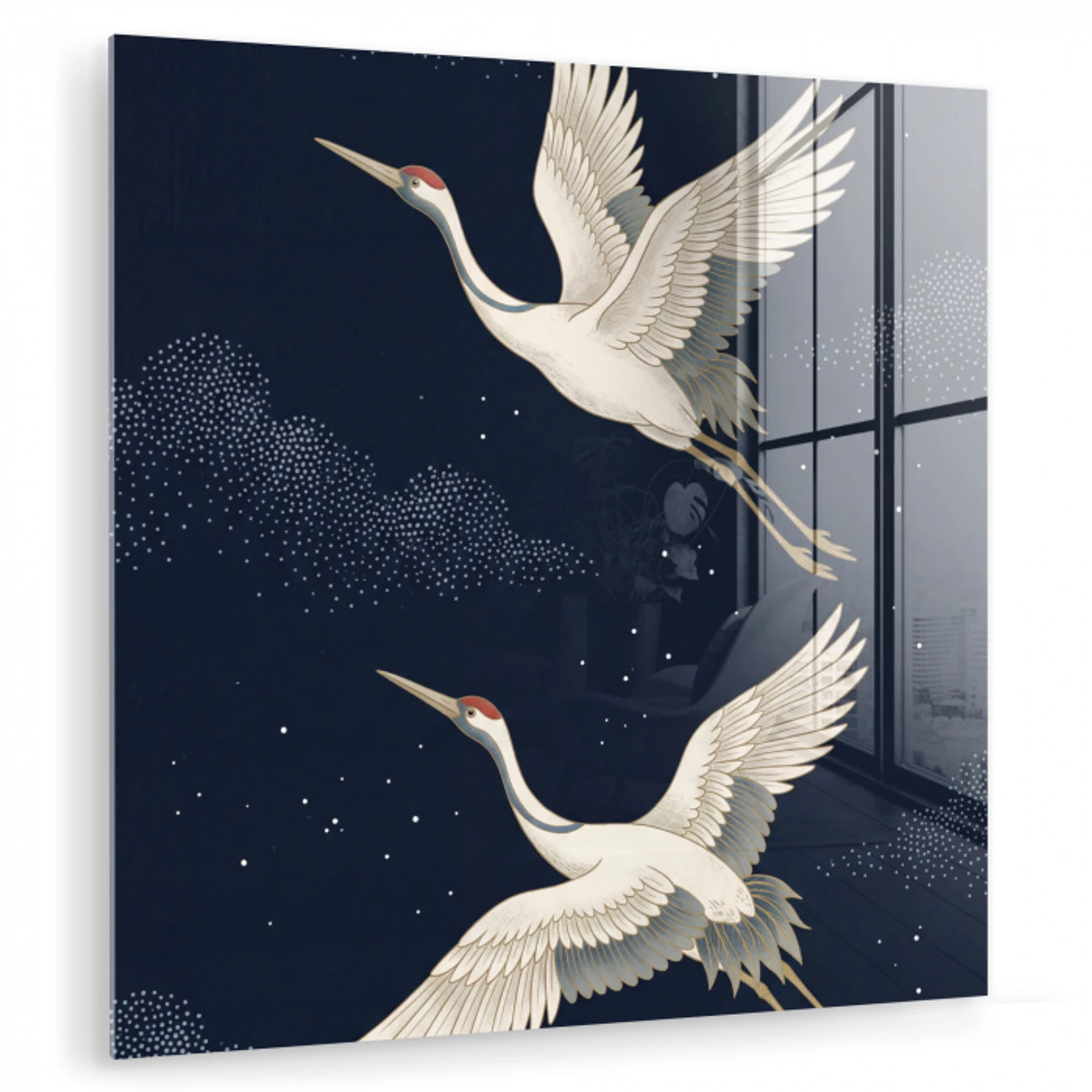 Kraanvogels - Nachthemel - Blauw plexiglas 5mm klein -zzzproduct_nieuw