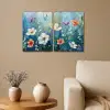 Bloemen - Kleurrijk - Blauw - Natuur Canvas - Meerluiken 2 luik klein -sfeer1