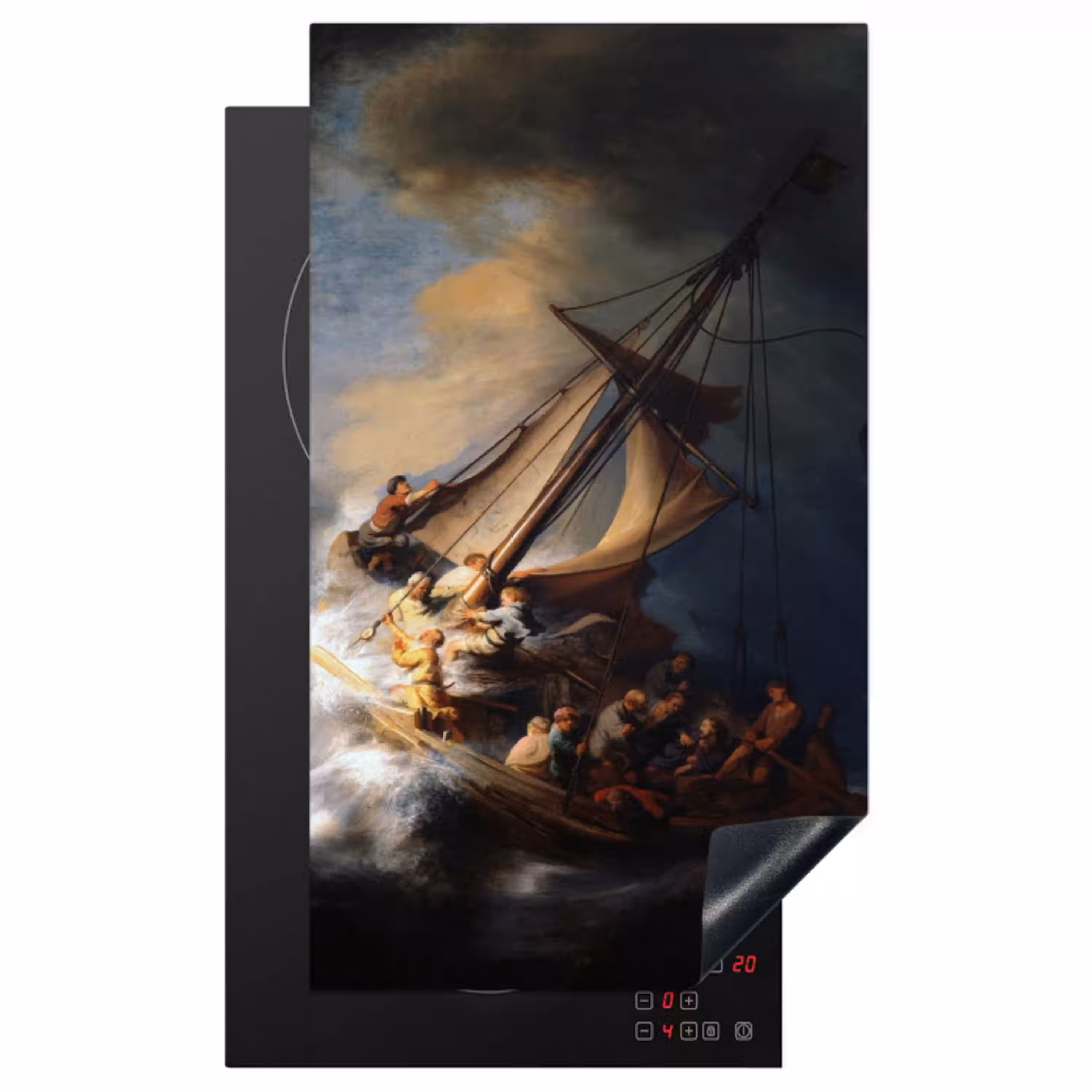 De storm op het meer van Galilea - Rembrandt van Rijn Inductie beschermer vinyl 3mm middel -3d