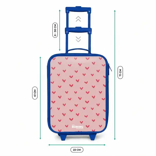 Hartjespatroon met roze kleuren Kinderkoffer - Blauw klein -productfoto_formaten