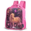 Paard - Bloemen - Paars - Vlinder Kinderrugzak - Roze middel -schuin