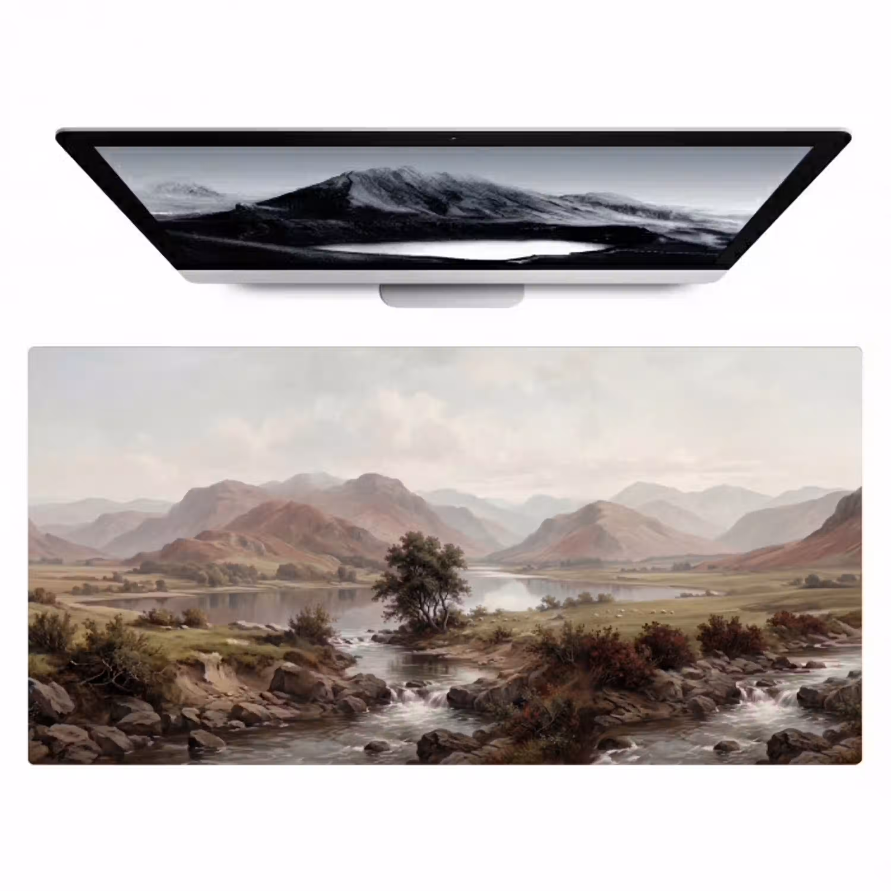 Berglandschap - Meer - Bergen - Vallei - Klassiek Muismat XXL klein -zzz3d