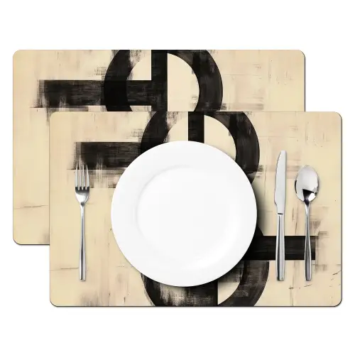 Cirkels - Balken - Zwart - Abstract Placemat vinyl groot -zzsfeer2_Kitchenyeah-website