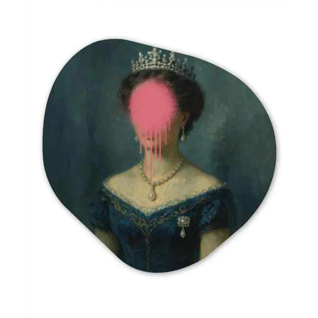 Organisch schilderij forex - Kroon - Roze druipend verf - Portret