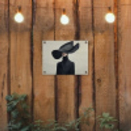 Zwart - Vrouw - Hoed tuinposter los doek klein -sfeer1