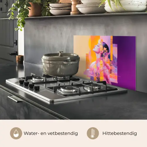 Abstract - Portret - Vrouw - Kleurrijk keuken achterwand spatscherm klein -usp_NL