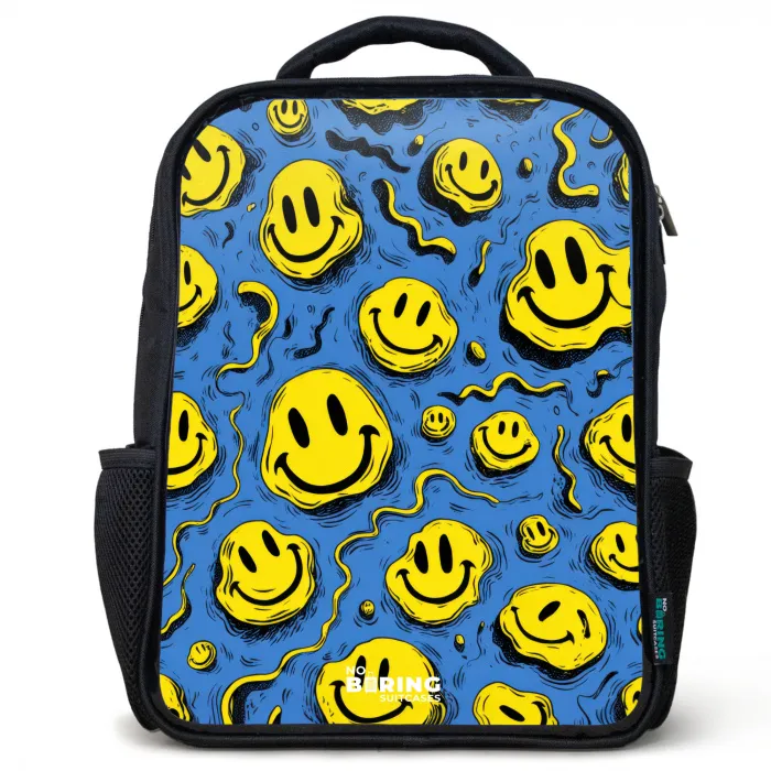 Smiley - Geel - Blauw Rugzak - Zwart middel -3d
