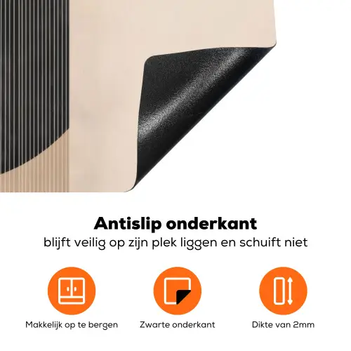 Grafisch gebogen motief - Beige Inductie beschermer vinyl 3mm klein -zzzzzzz-td-onderkant