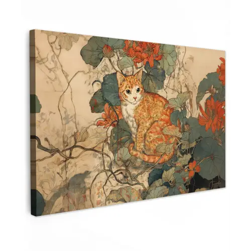 Kat - Sierlijk - Bloemen canvas 2cm klein -z3d