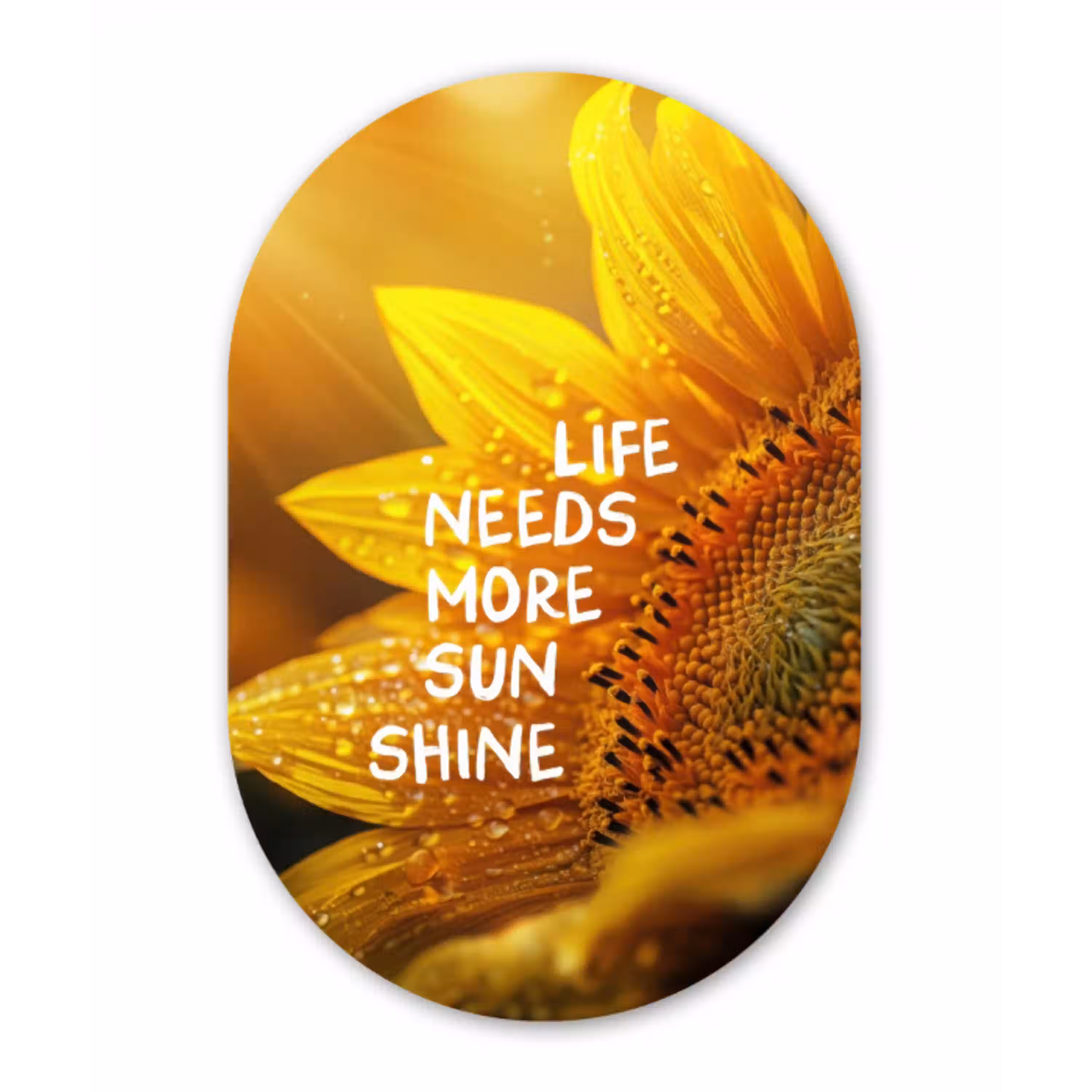 Zonnebloem - Close up - Geel - Quote Wandcirkel Ovaal Aluminium middel -3d