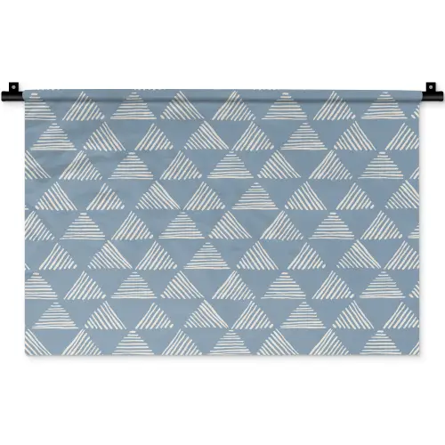 Driehoek - Blauw - Patroon - Strepen Wandkleed katoen klein 269 -zz3d