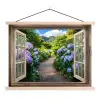 Doorkijk - Hortensia - Pad - Natuur textielposter latten blank klein -3d