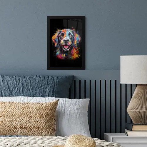 Graffiti - Hond - Zwart - Kleuren fotolijst zwart zonder passe partout klein -sfeer3