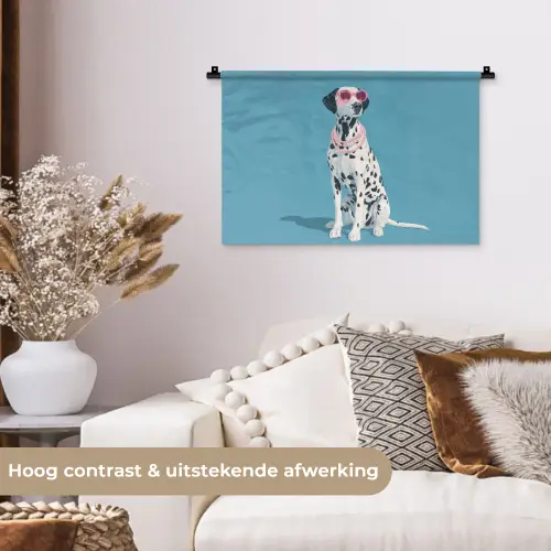 Dalmatiër - Zonnebril - Blauw Wandkleed katoen klein -sfeer1