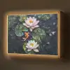 Glasstukjes - Leliebladeren - Vis - Oranje Light Box met batterij (Wandlamp) middel -z3d_website