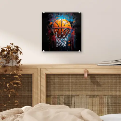 Graffiti - Basketbal - Sport - Zwart - Street art plexiglas 5mm klein -sfeer4