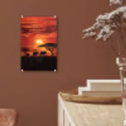 Savanne - Olifanten - Zonsondergang plexiglas 5mm klein -sfeer5