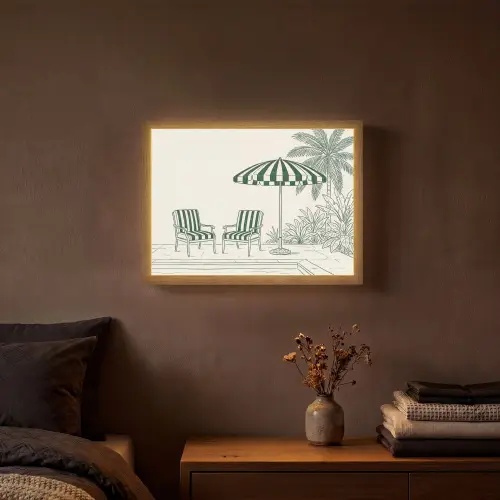 Terras - Illustratie - Groen Light Box met batterij (Wandlamp) middel -sfeer4