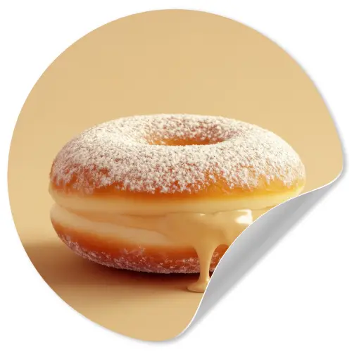 Donut - Romig - Poedersuiker - Beige Wandcirkel behangsticker klein -3d