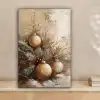 Kerst - Kerstballen - Beige - Goud canvas 2cm klein -sfeer1