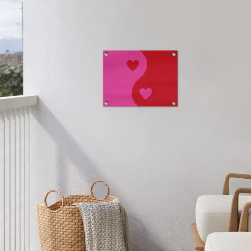 Minimalistisch - Rood - Roze - Hartjes tuinposter los doek klein -sfeer8