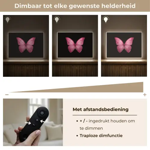 Vlinder - roze - Elegant Light Box met batterij (Wandlamp) middel -USP_dimbaarNL