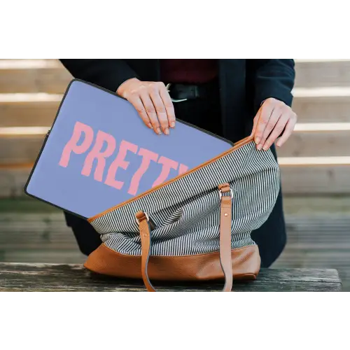 Pretty - Roze - Blauw - Golvend laptophoes neopreen klein -tas