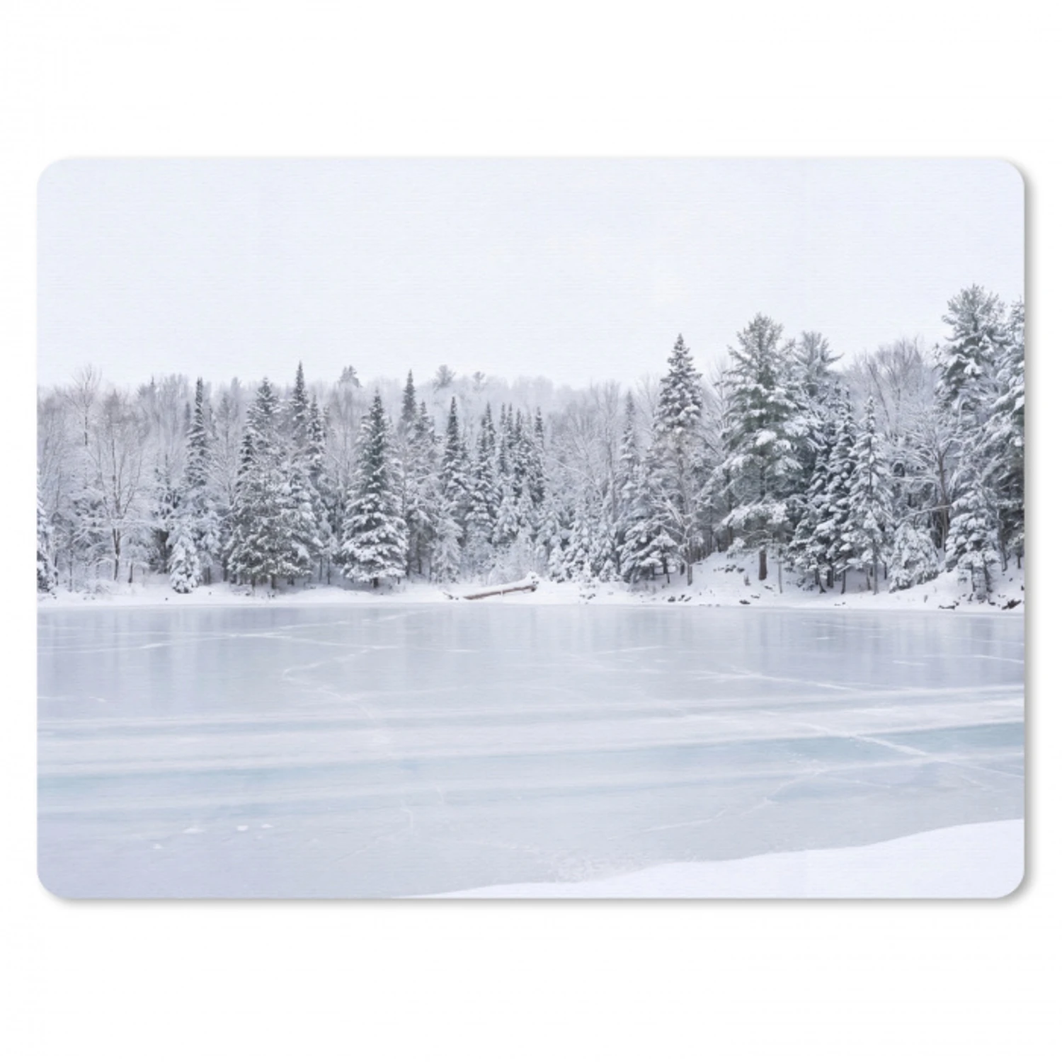 Meer - Dennen - IJs - Winter - Rustgevend muismat rubber klein -3d