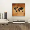 Wereldkaart - Bruin - Kaart aluminium wit klein -sfeer1