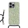 Zebra - Motief - Groen Hoesje iPhone 16 Pro Max met koord klein 804 -3d