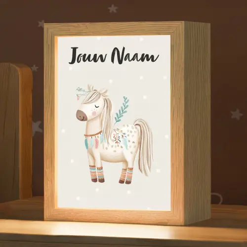 Pony - Stippen - Lichtbruin - Veren Light Box met kabel (Kinderlampje) klein -zzz_3d_website