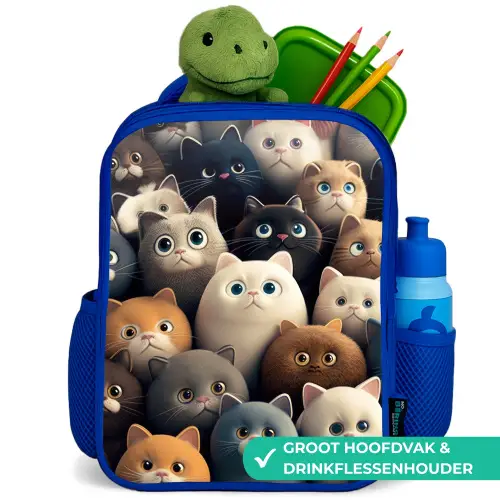 Kattenkabaal Kinderrugzak - Blauw middel -inhoud_NL