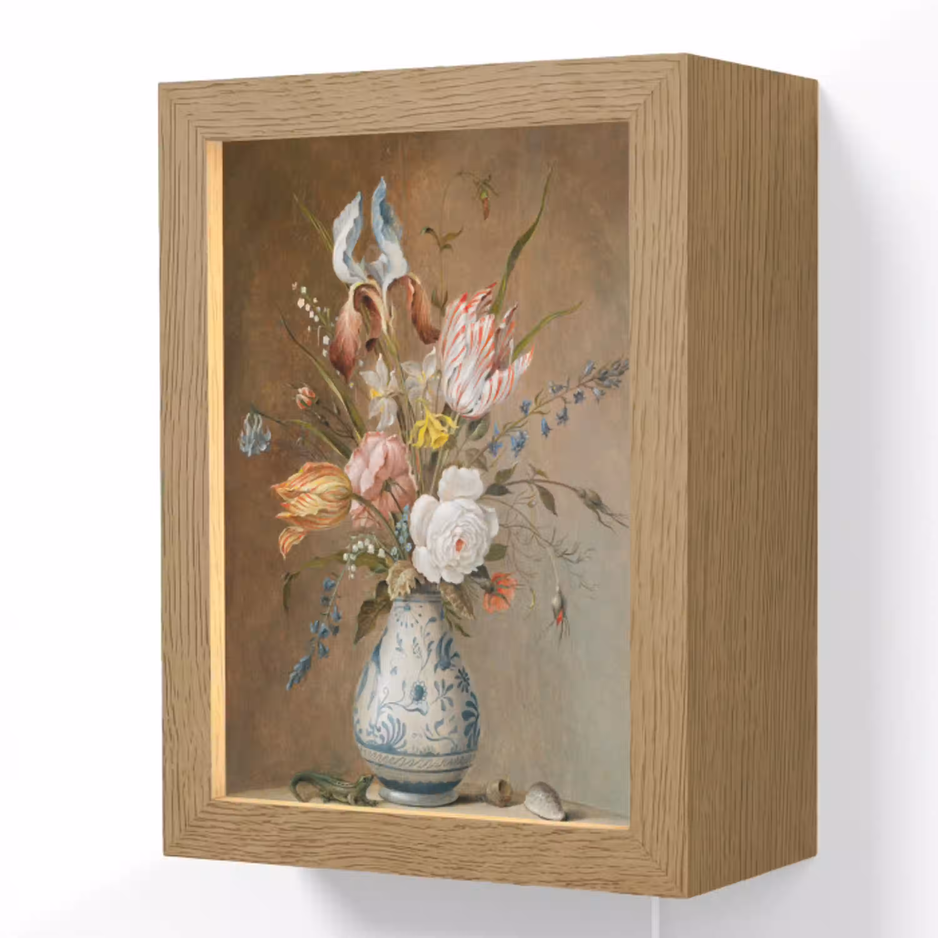 Bloemstilleven - Balthasar van der Ast - Oude Meesters Light Box met kabel (Wandlamp) klein -3d