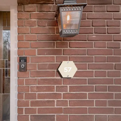 Effen - Beige - Traditioneel Naambord Hexagon klein -sfeer7-hexagon-XS