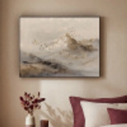 Berglandschap - Mist  - Penseelstreken Textielframe zwart klein -sfeer1