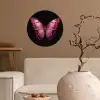 Vlinder - Fuchsia - Grafisch Wandcirkel behangsticker klein -sfeer1