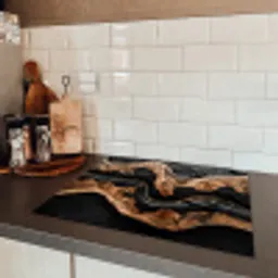 Rivieren van Hout en Hars Inductie beschermer vinyl 3mm groot -sfeer3