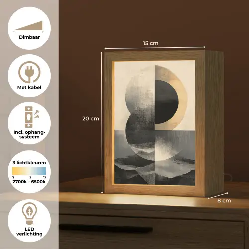 Cirkels - Schaduw - Abstract Light Box met kabel (Tafellamp) klein -USP_NL