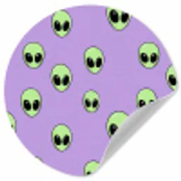 Alien - Retro - Lila Wandcirkel behangsticker klein 186 -3d