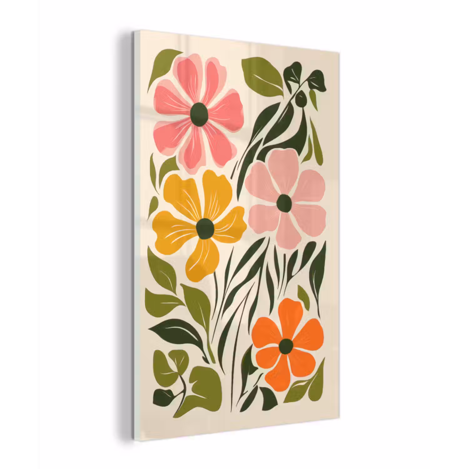 Glas schilderij - Bloemen - Speels - Kleurrijk