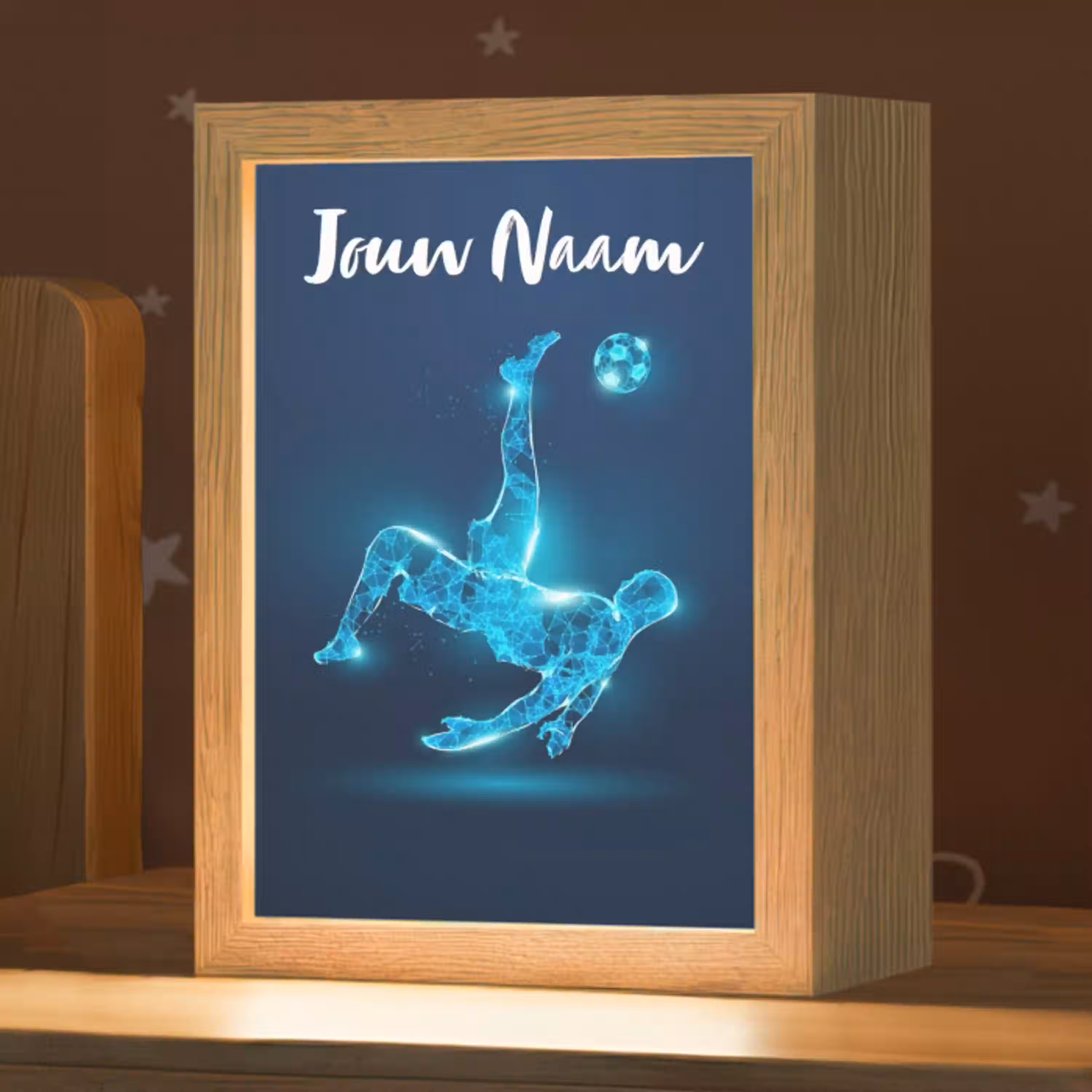 Voetballer - Blauw - Neon Light Box met kabel (Kinderlampje) klein -zzz_3d_website