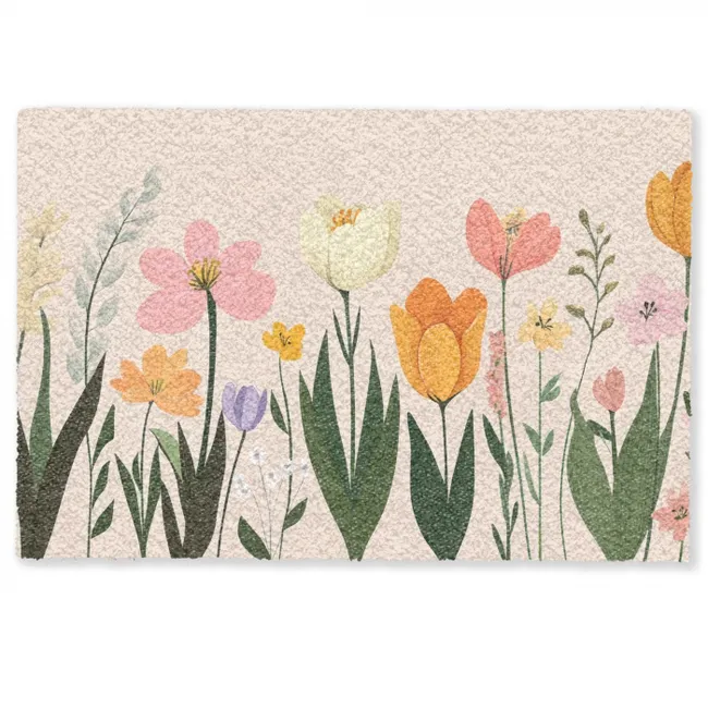Deurmat - Pasteltinten - Bloemen - Illustratie
