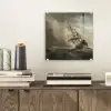 Een schip in volle zee bij vliegende storm - Schilderij van Willem van de Velde plexiglas 5mm klein -sfeer1