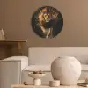 Leeuw - Zwart - Oranje - Verf Akoestische PET Vilt - Rond klein -sfeer1